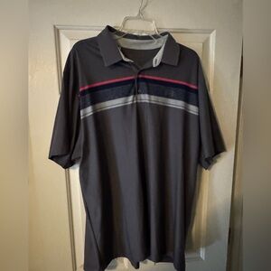 Under Armour Dark Gray Polo with Red and Blue Stripes